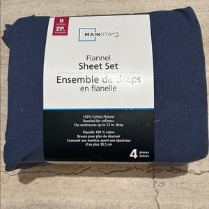 NEW 🆕 Mainstays 100% Cotton Flannel Sheet 4-piece Set Double Bed